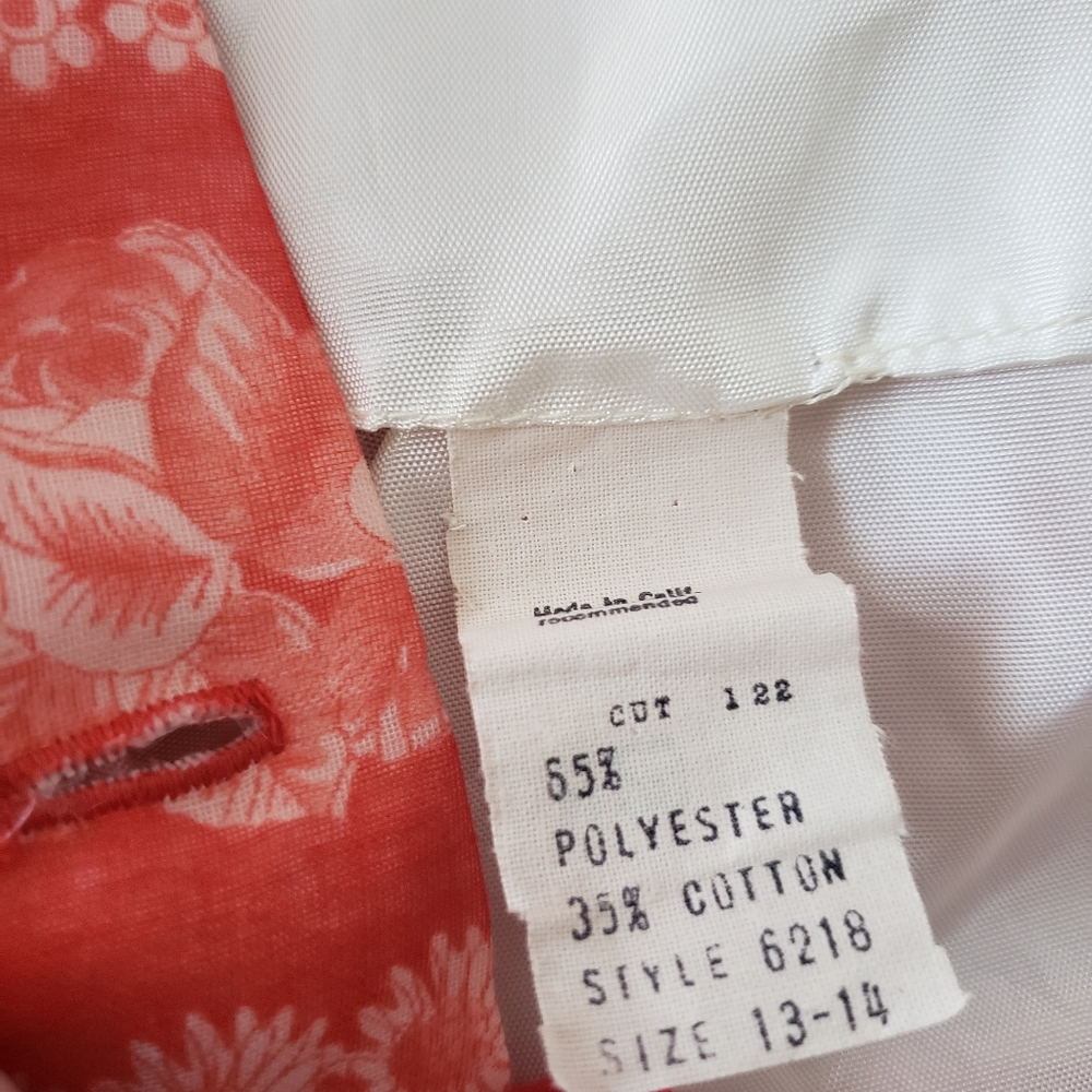Vintage 70's Red & White Floral Longsleeve Maxi Dress - Picture 5 of 10